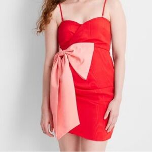 Future collective for target Red Strapless Dress with Pink Bow xl nwt